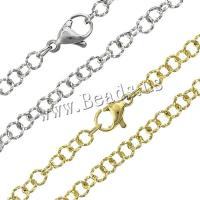 Halskette, Edelstahl, plattiert, Rundgliederkette, keine, 3.50x0.50mm, Länge:ca. 17.5 ZollInch, 10SträngeStrang/Menge, verkauft von Menge