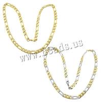 Stainless Steel Chain Necklace, plated, figaro chain, more colors for choice, 18x8x2mm, 13x8x2mm, Length:Approx 23.5 Inch, 10Strands/Lot, Sold By Lot