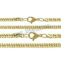 Stainless Steel Chain halskæde, guldfarve belagt, forskellig størrelse for valg & bremse kæde, 10Strands/Lot, Solgt af Lot
