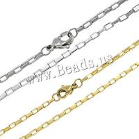 Stainless Steel Chain Necklace, gold color plated, different size for choice & box chain, more colors for choice, Length:Approx 17.5 Inch, 10Strands/Lot, Sold By Lot