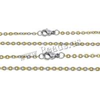 Stainless Steel Jewelry Necklace plated & oval chain & two tone Sold By Lot