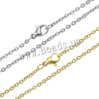 Edelstahl Schmuck Halskette, plattiert, Oval-Kette, keine, 2.50x2x0.50mm, Länge ca. 17.5 ZollInch, 10SträngeStrang/Menge, verkauft von Menge