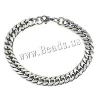 Stainless Steel Jewelry Bracelet, curb chain, original color, 13x8x2mm, Length:Approx 8 Inch, 10Strands/Lot, Sold By Lot