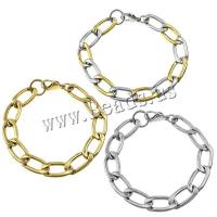 Stainless Steel Jewelry Bracelet, plated, curb chain, more colors for choice, 22.50x11.50x3mm, Length:Approx 9 Inch, 5Strands/Lot, Sold By Lot