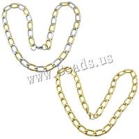 Stainless Steel Chain Necklace, plated, curb chain, more colors for choice, 22.50x11.50x3mm, Length:Approx 24 Inch, 5Strands/Lot, Sold By Lot
