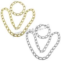 Fashion Stainless Steel Jewelry Sets, plated, curb chain, more colors for choice, 22.5x11.5x3mm, 22.5x11.5x3mm, Length:Approx 24 Inch, Approx 9 Inch, 5Sets/Lot, Sold By Lot