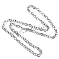 Cadena de Collar, acero inoxidable, cadena oval, color original, 7x5.50x1.50mm, longitud aproximado 21.5 Inch, 10Strandsfilamento/Grupo, Vendido por Grupo