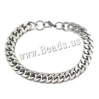 Stainless Steel Jewelry Bracelet, curb chain, original color, 16x10x2mm, Length:Approx 9 Inch, 10Strands/Lot, Sold By Lot