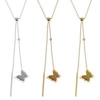Edelstahl Schmuck Halskette, Schmetterling, plattiert, Modeschmuck & für Frau, keine, 90mm,16x17mm,1.5mm, verkauft per 15 ZollInch, 2 ZollInch Strang