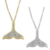 Stainless Steel Jewelry Necklace plated fashion jewelry & for woman & with rhinestone 1.2mm Sold Per 15 Inch 2 Inch Strand