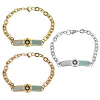 Bijoux bracelet en acier inoxydable, Placage, bijoux de mode & pour femme & avec strass, plus de couleurs à choisir, 45x12mm,6.5mm, Vendu par 8 pouce brin