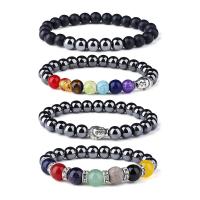 Gemstone Bracelets, Hematite, with Natural Stone, fashion jewelry & Unisex, more colors for choice, 180mm, Sold Per Approx 7.1 Inch Strand