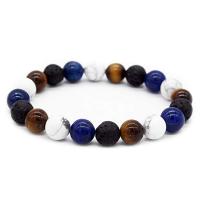 Natural Mixed Gemstone Bracelets Tiger Eye Stone & Lava & Howlite fashion jewelry & Unisex multi-colored 180mm Sold Per Approx 7.1 Inch Strand