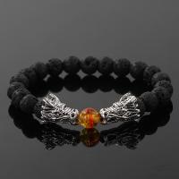 Natural Gemstone Bracelets with Dragon Playing Ball Charms fashion jewelry & Unisex 190mm Sold per Approx 7.5 Inch  Strand