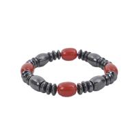 Magnetic Jewelry Bracelet Hematite with Glass Beads Adjustable & fashion jewelry & Unisex black and red 190mm Sold Per Approx 7.5 Inch Strand