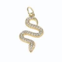 Cubic Zirconia Micro Pave Brass Pendant, Snake, gold color plated, micro pave cubic zirconia, nickel, lead & cadmium free, 22x11x2mm, Hole:Approx 3mm, Sold By PC