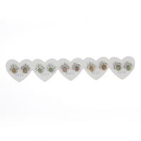 Gemstone øreringe, Messing, med Rainbow Veines Stone, Runde, sølvfarvet forgyldt, Micro Pave cubic zirconia, nikkel, bly & cadmium fri, 14x10x9mm, Solgt af par