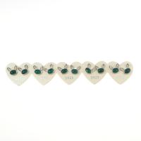 Gemstone Oorbellen, Messing, met Groene Agaat, silver plated, micro pave zirconia, nikkel, lood en cadmium vrij, 13x9x10mm, Verkocht door pair