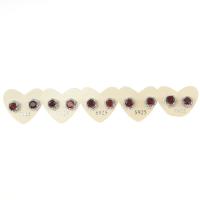 Gemstone Earrings, cobre, with Granada, Hexagono, cromado de cor prateada, micro pavimento em zircônia cúbica, níquel, chumbo e cádmio livre, 15x7x8mm, vendido por par