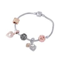 European Bracelet, Tibetan Style, silver color plated, for woman & with rhinestone, nickel, lead & cadmium free, Length:7.48 Inch, Sold By Set
