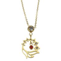 Stainless Steel smycken halsband, ROSTFRITT STÅL, plated, mode smycken & för kvinna & med strass, guld, 16x21mm,1.5mm, Såld Per 16 inch, 2 inch Strand