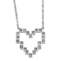 Edelstahl Schmuck Halskette, Herz, plattiert, Modeschmuck & für Frau & mit Strass, 24.5x26mm,2mm, verkauft per 17 ZollInch, 1.5 ZollInch Strang