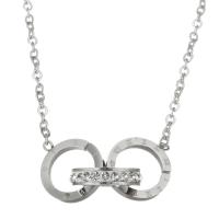 Stainless Steel smycken halsband, ROSTFRITT STÅL, silver pläterad, mode smycken & för kvinna & med strass, 10.5x2.5mm,1.5mm, Såld Per 16 inch, 2 inch Strand