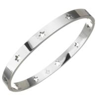 Stainless Steel Bangle, silver color plated, fashion jewelry & for woman, 6mm,57x49mm, Sold By PC