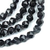 Perles Agates Noires naturelles, agate noire, poli, DIY & facettes, noire, 8mm, 45PC/brin, Vendu par brin