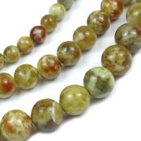 Natural Unakite Beads polished DIY green Sold By Strand