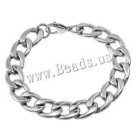 Stainless Steel Jewelry Bracelet, curb chain, original color, 19x13x3mm, Length:Approx 8.5 Inch, 5Strands/Lot, Sold By Lot