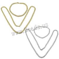Stainless Steel Jewelry Set plated curb chain Length Approx 21.5 Inch Approx 8 Inch Sold By Lot