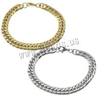 Stainless Steel Jewelry Bracelet, plated, curb chain, more colors for choice, 13x9x2mm, Length:Approx 8.5 Inch, 5PCs/Lot, Sold By Lot