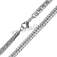 Stainless Steel Chain halskæde, bremse kæde, oprindelige farve, 6.50x4x0.80mm, Længde Ca. 23.5 inch, 5Strands/Lot, Solgt af Lot