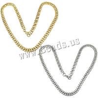 Stainless Steel Chain Necklace, plated, curb chain, more colors for choice, 15x8.50x1.50mm, Length:Approx 23.5 Inch, 5Strands/Lot, Sold By Lot