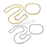 acier inoxydable Collier et bracelet, Placage, plus de couleurs à choisir, 3x6mm, Longueur:Environ 22 pouce, Environ 8 pouce, 10Strandstoron/lot, Vendu par lot