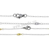 Stainless Steel Necklace Chain, plated, twist oval chain, more colors for choice, 7x3x0.6mm, Length:Approx 17 Inch, 10Strands/Lot, Sold By Lot