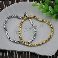 Stainless Steel Jewelry Bracelet, plated, wheat chain, more colors for choice, 5mm, Length:Approx 8.5 Inch, 10Strands/Lot, Sold By Lot