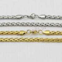 Stainless Steel Chain Necklace, plated, wheat chain, more colors for choice, 5mm, Length:Approx 19.5 Inch, 10Strands/Lot, Sold By Lot