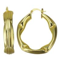 Messing Spring hoop oorbellen, gold plated, voor vrouw, 10x44mm, 10paren/Lot, Verkocht door Lot