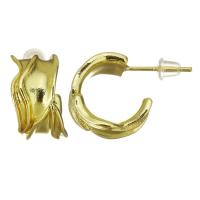 Goujon Laiton, acier inoxydable puce boucle d'oreille, Placage de couleur d'or, pour femme, 8x14mm, 10pairescouple/lot, Vendu par lot