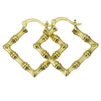 Messing Spring hoop oorbellen, Plein, gold plated, voor vrouw, 31x30mm, 10paren/Lot, Verkocht door Lot