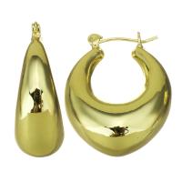 Messing Spring hoop oorbellen, gold plated, voor vrouw, 12x31mm, 10paren/Lot, Verkocht door Lot