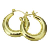 Messing Spring hoop oorbellen, gold plated, voor vrouw, 5x23mm, 10paren/Lot, Verkocht door Lot