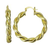Messing Spring hoop oorbellen, gold plated, voor vrouw, 6x43mm, 10paren/Lot, Verkocht door Lot