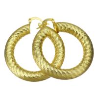 Messing Spring hoop oorbellen, gold plated, voor vrouw, 7x45mm, 10paren/Lot, Verkocht door Lot