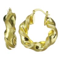 Messing Spring hoop oorbellen, gold plated, voor vrouw, 9x36mm, 10paren/Lot, Verkocht door Lot