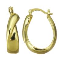 Messing Spring hoop oorbellen, gold plated, voor vrouw, 8x29mm, 10paren/Lot, Verkocht door Lot