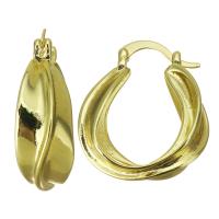 Messing Spring hoop oorbellen, gold plated, voor vrouw, 9x25mm, 10paren/Lot, Verkocht door Lot