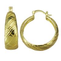 Messing Spring hoop oorbellen, gold plated, voor vrouw, 9x31mm, 10paren/Lot, Verkocht door Lot